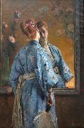 Alfred Stevens The Japanese Parisian. oil painting on canvas